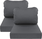 AAAAAcessories Outdoor Deep Seat Cushions, Waterproof, Fade-Resistant Patio Furniture Replacement Cushions, 25.5" x 25.5" x 5" + 25.5" x 19", Set of 2, Dark Gray