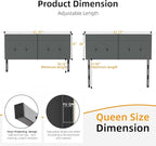 Queen Headboard Only with Adjustable Metal Legs, Faux Leather Upholstered Headboard Queen Size, Modern Stylish Headboard with Sunken Dot Design, Sturdy Bed Headboard for Bedroom, Gray