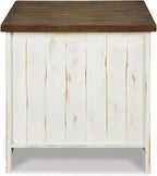 Signature Design by Ashley Wystfield Farmhouse End Table with Storage, Distressed White & Brown Finish