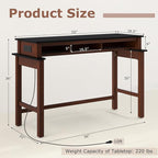 COSTWAY Bar Table with Charging Station, 36” Counter Height Table w/ 3 Storage Compartments, Power Outlets, Modern Farmhouse Console Table for Kitchen, Living Room, Entryway (Black + Walnut)