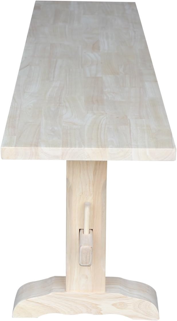 Solid Parawood Trestle Bench Unfinished 72", Kitchen/Dining Furniture, Sturdy & Reliable, Paint or Stain in Any Color, 450 lb Capacity, Entryway, Living Room, Family Room, Breakfast Nook, Unfinished