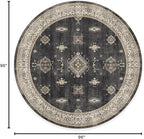 RUGGABLE Washable Vintage Area Rug – Verena Dark Wood 8 ft Round, Stain-Resistant, Non-Slip – Large Machine Washable Rugs for Living Room, Bedroom, Hallway, Entryway & Office–with Cushioned Pad