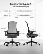 ProtoArc Ergonomic Office Chair - Flexer Computer Chair, Foam Cushion Sliding Seat, Breathable Mesh from Wintex, 125° Reclining Swivel Desk Chairs for Home, Office & Study - Black