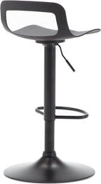 NOBPEINT Contemporary Chrome Air Lift Adjustable Swivel Bar Stool, Set of 4, Black
