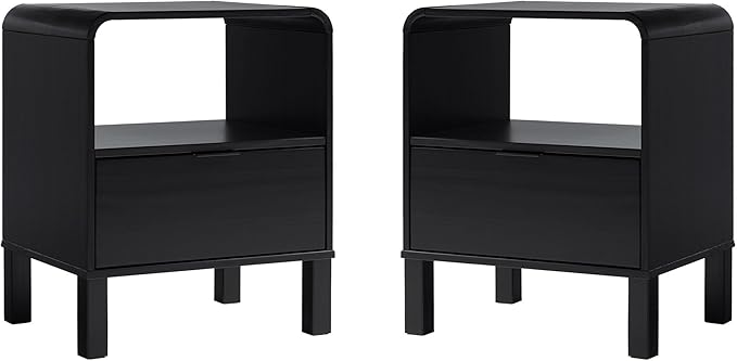 Elias Modern Curved-Frame Solid Wood Nightstand