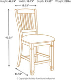 Signature Design by Ashley Bolanburg 24" Counter Height Farmhouse Barstool, 2 Count, Antique White