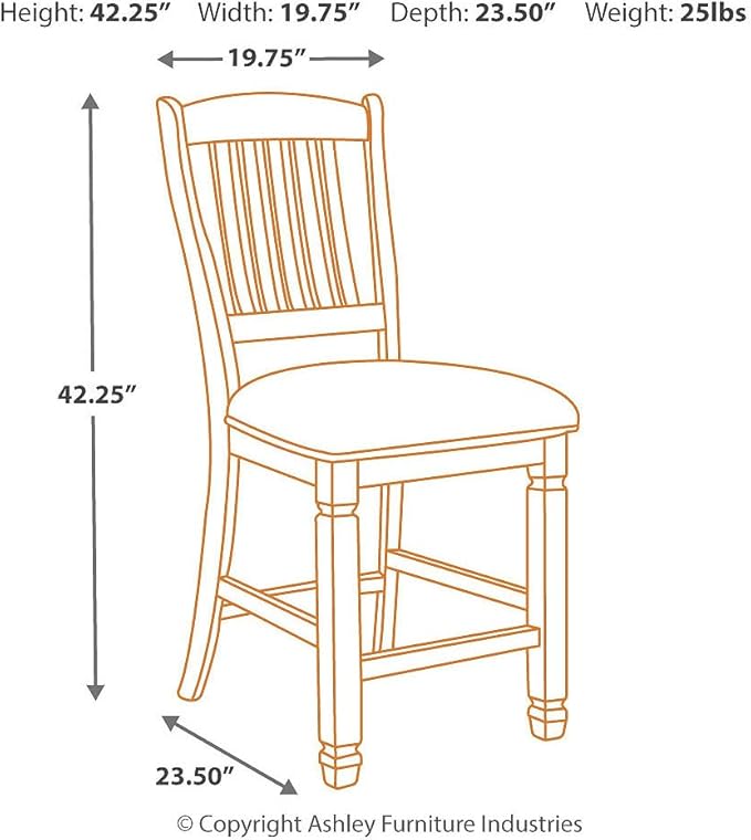 Signature Design by Ashley Bolanburg 24" Counter Height Farmhouse Barstool, 2 Count, Antique White