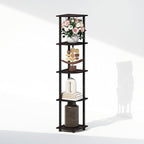 Furinno Turn-N-Tube Corner Shelf, 5-Tier Corner Display Rack, Shelving Unit, for Organization and Storage, Living Room, Home Office, Garage, Bedroom, Dark Walnut