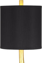 Possini Euro Design Minerva 32" Tall Modern Glam Luxe End Table Lamps Set of 2 Sculptural Gold Leaf Black Shade Living Room Bedroom Bedside Nightstand Office Home Reading Kitchen Entryway Console