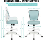 HYLONE Drafting Chair Adjustable Height Tall Office Chairs Standing Desk Chair Rolling Stool Chair Armless Office Drafting Chair Blue