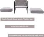 LukeAlon Mid Century Chenille Accent Chairs Set of 2, Ultra Soft Living Room Chairs with Metal Legs Modern Armchairs Upholstered Lounge Leisure Chairs for Bedroom Reception Area, Grey