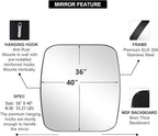 ANDY STAR Bronze Oblong Mirror, 36x40 Inch Brushed Bronze Oval Mirror for Bathroom with Stainless Steel Metal Frame, Wall Mouned for Bathroom, Living Room, Entryway