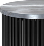 SIMPLIHOME Demy 18-inch Wide Metal Accent Table in Black Marble/Black Metal, Round Side Table with Slatted Base for Living Room, Bedroom, or Entryway, Industrial Style, Assembled