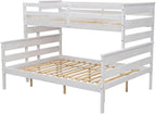 Solid Wood Twin XL Over Queen Bunk Bed with Ladder and Slat Support,Bedroom Detachable Bed Frame w/Easy Assembly & No Box Spring Required,for Kid Adult Boy Girl Teen,White