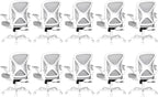 ZZH Ergonomic Office Chair Set of 10 with Adjustable Lumbar Support, Mesh Home Office Desk Chair with Wheels and Flip-up Arms, Grey