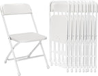 White Folding Chairs 10 Pack,Folding Chairs for Outdoor,Heavy Duty 350lb Capacity Portable Event Plastic Chairs with Steel Frame,Wedding Party Office Dining