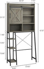 Over The Toilet Storage Cabinet, Farmhouse Storage Cabinet Over Toilet with Sliding Barn Door,Home Space-Saving Toilet Rack, for Bathroom, Restroom, Laundry, Grey