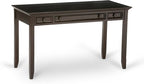 SIMPLIHOME Amherst Desk - 54-Inch Wide Solid Wood Writing Desk in Hickory Brown, Transitional Home Office Computer Table for Workspace or Study with 2 Drawers and Flip-Down Keyboard Tray