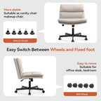 EMIAH Armless Office Desk Chairs Criss Cross Chair with Wheels Mid-Back Ergonomic Home Office Computer Chair Comfortable Thickened Cushion Adjustable Swivel Task Chair with Genuine Leather
