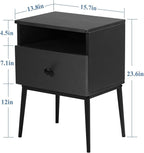 VECELO Modern Night Stand,Square Side Table,End Table with Drawer and Storage Space for Bedroom and Living Room,Bedside Table