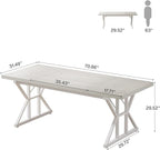 Tribesigns 70.86-Inch Large Executive Desk, Industrial Home Office Computer Desk, Simple Long Writing Study Table Business Furniture (White)