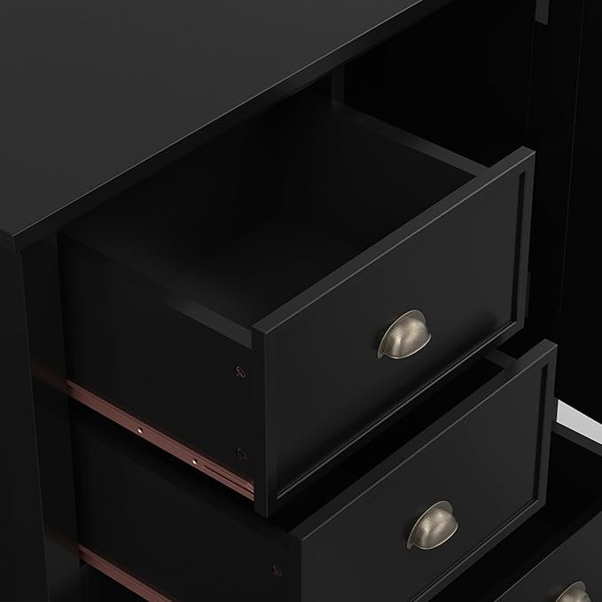 SIMPLIHOME Redmond SOLID WOOD 39 inch Wide Transitional Medium Storage Cabinet in Black for the Living Room, Entryway and Family Room