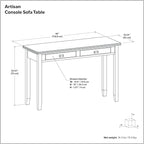 SIMPLIHOME Artisan Console Table - 46 Inch Wide Solid Wood Sofa Table in Natural Aged Brown, Transitional Storage Table for Entryway or Living Room with 2 Drawers and Clean Angle-Edged Top