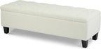 Christopher Knight Home Ottilie Boucle Fabric Storage Ottoman Bench, Wooden Rectangular Ottoman with Storage, Bedroom End of Bed Foot Stool, Entryway Ottoman Footrest, Living Room Extra Seat, White