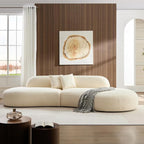 135.4" Oversized Curved Sofa, Modern Minimalist Comfy Sectional Couch, Upholsted Boucle Luxury Sofas Chaise, 6 Seater Modular Couches for Living Room Home Office Apartment(Right Facing,Beige)
