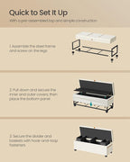 SONGMICS Storage Ottoman Bench, Storage Chest, 15.7 x 43.3 x 15.7 Inches, End of Bed Bench, 27 Gal. (103 L), for Bedroom, Entryway, Living Room, Cream White ULSF533W01