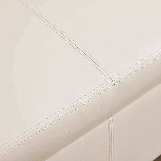 HUIMO Faux Leather Storage Ottoman Bench 50.3 inch Extra Long Upholstered Bedroom Bench with Large Storage Space for The Living Room, Entryway, Bedroom Hold Up to 300lbs (Cream)