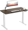 3 Stages Dual Motor Electric Standing Desk with One Piece Desktop, 48 x 24 Inch Adjustable Height Sit to Stand Up Desk for Home Office, Work & Study, White Frame & Brown Desktop (2 Packages)