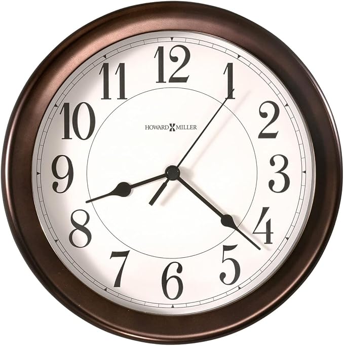 Howard Miller Fruitland Wall Clock II 549-683 – 8.5-Inch Round Oil-Rubbed Bronze Finished Case, Modern Home Decor, Quartz Movement Timepiece, 3-Point Secure Screw Mount System