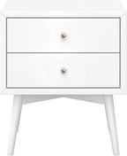 Babyletto Palma Small Nightstand with 2-Drawers - Assembled Modern Bedside Table for Small Spaces - GREENGUARD Gold Certified - Durable Wood Night Stand & Kids Bed Side Table for Bedroom - White