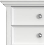 SIMPLIHOME Amherst Bedside Table - 24 inch Wide Solid Wood Nightstand Table in White, Transitional Bedroom Side or End Table with 2 Drawers, Open Storage Shelf and Bronze Hardware