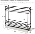 Household Essentials Glidez Multipurpose Paint-Finished Steel Pull-Out/Slide-Out Storage Organizer with Plastic Liners for Under Cabinet Use - 2-Tier Design, Black