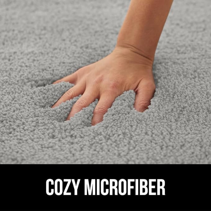 GORILLA GRIP Bathroom Rugs, 42x24, Ultra Soft Absorbent Mat, Thick Plush Bath Rug, Machine Washable, Microfiber Quick Dry, Mats for Shower, Bathtub and Floor, Home Decor Accessories, Light Gray