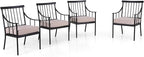 Sophia & William Metal Outdoor Dining Chairs with Seat Cushion, Black Patio Chairs Set of 4, Patio Bistro Conversation Furniture Set for Porch Yard Balcony, Load Capacity: 300lbs