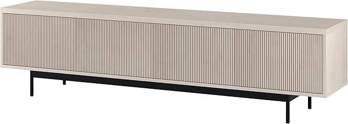 Henn&Hart Rectangular TV Stand for TV's up to 85" in Beech White, for Home, Living Room, Bedroom, Entertainment Room, Office