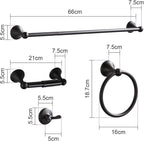 BGL Bathroom Hardware Set Matte Black Adjustable Expandable Bath Towel Bars Bathroom Accessory Set Towel Racks 8-Pieces Wall Mount