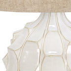 Possini Euro Design Cosgrove Mid Century Modern Table Lamp 26.5" High Ceramic White Glaze Light Brown Linen Drum Shade Decor for Living Room Bedroom House Bedside Nightstand Home (Color May Vary)