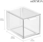 mDesign Plastic Bathroom Organizer Bin w/Pull Out Drawer - Slim Stackable Storage Container for Bathroom Accessories - Perfect for Organizing Bathroom Cabinet - Lumiere Collection - 2 Pack - Clear