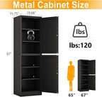 Metal Locker Tall Narrow Storage Cabinet, 67" H Locking Tool File Cabinets Snack Locker Organizer for School Classroom,Bedroom,Gym Home Office,Entryway and Hallway (20" W 2Door Black)