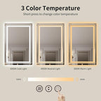 WTTY LED Bathroom Mirror 60"x28" with Back and Front Light,Modern LED Mirror for Bathroom,Stepless Dimmable Lighted Bathroom Vanity Mirror with Anti-Fog,Memory Function,Shatter-Proof
