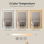 WTTY LED Bathroom Mirror 55"x36" with Back and Front Light,Modern LED Mirror for Bathroom,Stepless Dimmable Lighted Bathroom Vanity Mirror with Anti-Fog,Memory Function,Shatter-Proof