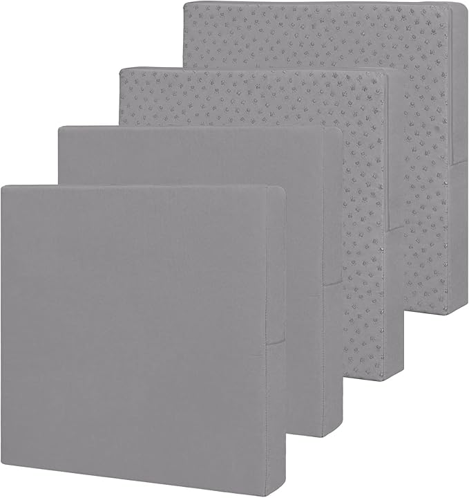 Easy-Going Waterproof Patio Cushion Covers 22x22x4 inch 4 Pack Replacement Non-Slip Outdoor Seat Cushion Slipcover with Zipper. Gray