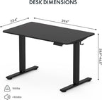 FLEXISPOT EN1 One-Piece Standing Desk 40 x 24 Inches Solid Desktop Electric Height Adjustable Desk for Home Office (Black Frame + Black Desktop)