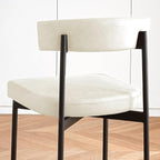 Beige Modern Bar Stools Set of 2, 24 Inch Faux Leather Counter Stools with Curved Backrest, Counter Height Bar Stool for Kitchen Island