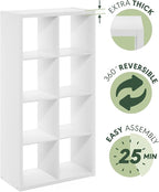 Furinno Cubicle Open Back Decorative Cube Storage Organizer, 8-Cube, White