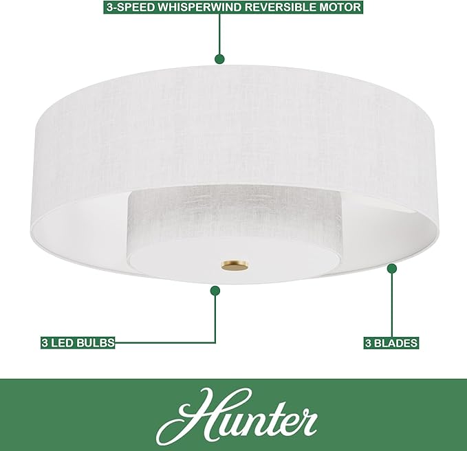 Hunter Fan 30 inch Luxe Gold - Fresh White Indoor Fandelier with Light, Remote, Casual-Style, Ceiling Fans for Living Rooms, bedrooms, Home Offices, Kitchens (Renewed)